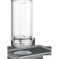 Keuco Glashalter EDITION 400 komplett mit Echtkristall-Glas Schwarzchrom gebürstet