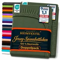 EXKLUSIV HEIMTEXTIL Jersey Spannbettlaken Doppelpack 90 - 100 x 200 cm Dunkelgrün