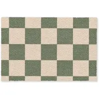 MuchoWow FUSSMATTE Schachbrettmuster - Grün - Beige - Blöcke Flurteppich 60x40 cm