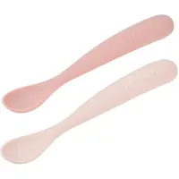 Beaba 2er-Set Silikon-Babylöffel ab 4 Monaten – Weich, Abgerundete Spitze, Langer Ergonomischer Griff, Transportbox, Staubabweisendes Finish – Farben Zuckerwatte/Marshmallow