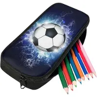 Merkloos Federmäppchen Jungen, große Kapazität, Fußballmotiv, für die Schule