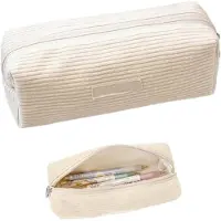 Merkloos Federmäppchen Cordstoff, melkwit, 19 x 7 x 6 cm, für Schule und Büro