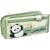Merkloos Federmäppchen Panda, groß, grün, für Schule und Büro