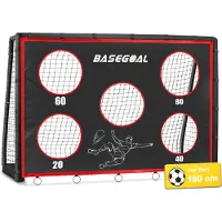 Merkloos Fußballtor tragbar mit 5-Loch Torwand, 180 x 70 x 120 cm, für Training und Freizeit