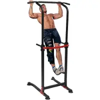 Merkloos Power Tower Dip Station, höhenverstellbar 165-210 cm, freistehend, Ganzkörpertraining
