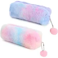 Merkloos Federmäppchen Plüsch, große Kapazität, Regenbogen-Design, bunte Aufbewahrung für Kinder