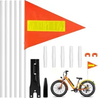 Merkloos Fahrradanhänger-Reflektorflagge, 200 cm verstellbar, orange, Sicherheitsfahne für Kinderfahrrad