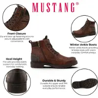 Mustang Winterstiefelette SHOES "Midor", Herren, Gr. 40, Warmfutter, braun, Lederimitat, Textil, used, Basic, Schuhe Winterstiefelette, Schnürstiefel, Winterstiefel mit Warmfutter