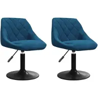 vidaXL Esszimmerstühle 2 Stk. Drehbar Blau Samt