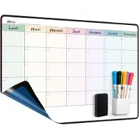 Merkloos Whiteboard Weekplanner, selbstklebender Monatskalender, für Wand, Glas und Tür