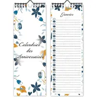 Merkloos Wandkalender blau, Ewiger Geburtstagskalender, 29,7 x 10,5 cm, für Familie und Büro