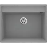 Deante 1 Becken Granitspüle ohne Abtropffläche 530X500X204 Grau Metallic mit Ablaufgarnitur ZLM_S103
