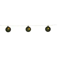 Star Trading Batteriebetriebene Deko-Lichterkette ,Bliss', 8 dunkelgrüne Weihnachtskugeln mit LED-Lichterkette, Timer, L 160cm
