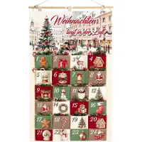 Merkloos Adventskalender aus Stoff, 24 Taschen, 97 x 62 cm, zum Aufhängen, für Kinder