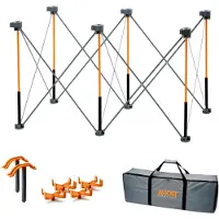 Markenlos Centipede CK6S Arbeitsständer und tragbarer Tisch | Sägebockstütze mit zusammenklappbaren, faltbaren Stahlbeinen, orange/schwarz, 2 Ft x 4 Ft
