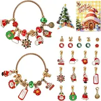 Merkloos Adventskalender Sieradenset 24-teilig, Weihnachtsarmbänder und Anhänger, 24 Tage, Schmuck für Weihnachten