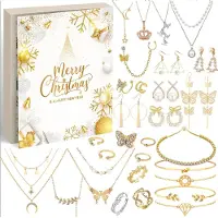 Merkloos Adventskalender Schmuck 24 goldene Schmuckstücke, Geschenkset, für die Weihnachtszeit