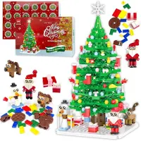 Merkloos Adventskalender 2025, 779 Teile, 24 nummerierte Boxen, Weihnachtsbaum bauen, für die Weihnachtszeit