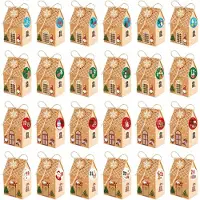 Merkloos Geschenkboxen Hausform, 24 Stück, Adventskalender, festliche Verpackung für Weihnachten