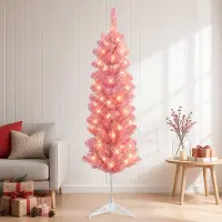 Syfax Künstlicher schlanker Weihnachtsbaum 120 cm 150 LEDs