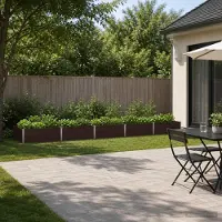 PUEAZU Möbel Hochbeet im Garten Braun 400 x 80 x 24 cm kaltgewalzter Stahl - Beete &1864