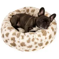 Merkloos Elzusha – Hundebett in Donut-Form für kleine und mittelgroße Haustiere, beruhigend und waschbar, Creme (M)