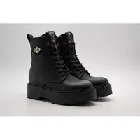 Replay Schnürstiefelette "LUISA FLAME", Damen, Gr. 36, Textil, schwarz, Lederimitat, unifarben mit Farbeinsatz, Schuhe Schnürstiefelette, Schnürboots, Plateauboots mit Logoband an der Ferse