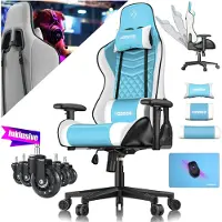 Kesser Ergonomisch Gamingstuhl 150kg belastbar Bürostuhl Lenden- & Kopfkissen