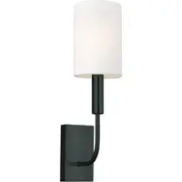 Elstead Lighting Brianna Wandleuchte 1-flammig E14 Schwarz mit weißem Leinenschirm