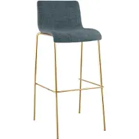 CLP Barhocker Hover stapelbar Stoffbezug Vierfußgestell Goldoptik bis 150 kg | Farbe blau