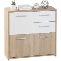 Inter Link Kommode Eboli 3 Türen 2 Schubladen weiss, Sonoma-Eiche Nachbildung