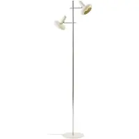 LINDBY Stehleuchte Dylan, 2-flg., chrom/beige, 150 cm, E14