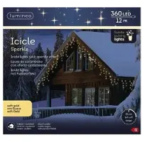 Kaemingk LED-Eiszapfen 12 Meter 360 LED schwarz/soft gold