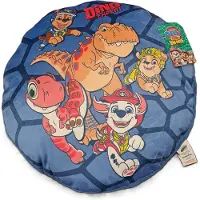 Unyqoos Paw Patrol Kissen – rundes Kinderkissen Ø 40 cm, blau, 100% Polyester, waschbar bei 30 °C, mit Figuren- und Dino-Print