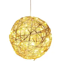 Wellhome Gold Champagnerfarbene Weihnachtskugel Mit 40 Warmweißen Led-lichtern 25 Cm