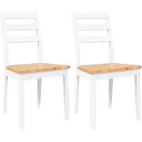vidaXL Esszimmerstühle 2 Stk. Weiß Massivholz Gummibaum