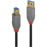 Lindy 36743, 3 m, USB A, USB B, USB 3.2 Gen 1 (3.1 Gen 1), 5 Gbit/s, Schwarz, Grau