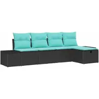 vidaXL Gartensofa-set 5 stk. Schwarz Poly-Rattan