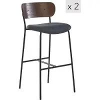 Nordlys Barhocker (2er Set) aus Metall und Kunstleder Schwarz