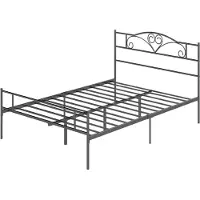 HOMCOM Bett 140 x 200 cm Stahl mit Lattenrost, Stauraum, Kopf- und Fußteil