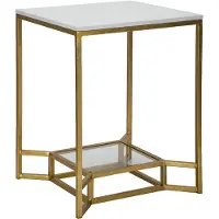 Mauro Ferretti Beistelltisch Double Marble 47x47x60 cm Weißgold