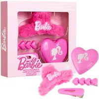 Barbie Haarclips, Krallenclip & Faltbürste für Mädchen, Pinkes Beauty Set