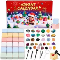 Merkloos Adventskalender 2026 mit 24 Steinen und Kristallen, Fossilien, edukatives Naturset für Kinder