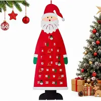 Merkloos Adventskalender aus Filz, 24 Türen, rot-weiß, für die Weihnachtszeit