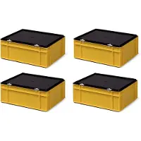 Merkloos Set aus 4 stapelbaren Transportboxen mit Deckel