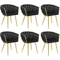 TecTake Set Esszimmerstuhl Astano gepolstert, mit Samtbezug, Knotendesign 60,5 x 55 x 75 cm
