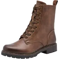 Tamaris Damen Stiefel Leo-Schnürung Profilsohle Vegan 1-25231-47, Größe:38 EU, Farbe:Beige