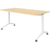 Bümö Seminartisch klappbar & fahrbar - Nachbildung Ahorn, Größe: 160 x 80 cm, Gestell: Weiß