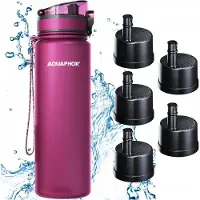 AQUAPHOR CITY Filterflasche 800ml Burgunderrot, 5er-Set Filterkartuschen