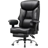 Markenlos COMHOMA Gamingstuhl für große und schwere Personen, ergonomischer Bürostuhl bis 180 kg mit 3D-Sitzkissen, verstellbarer Rückenlehne und Fußstütze aus Kunstleder, für Büro und Gaming, Schwarz